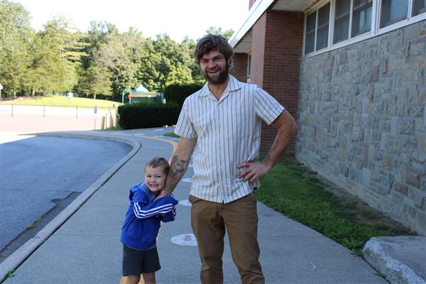  Parent and student arrive for Pre-K Orientation