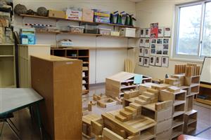 giant space filled with wood blocks 