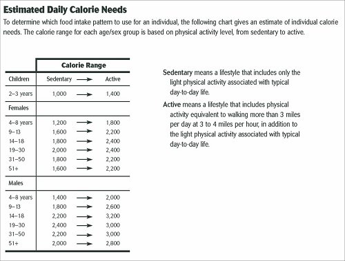 Estimated Daily Calorie Needs