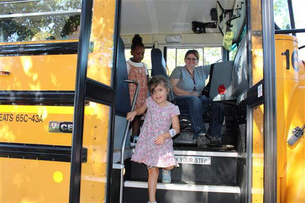  Pre-K student exiting school bus