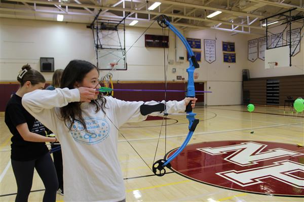  Student practicing archery