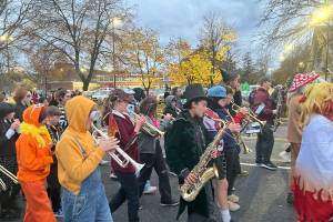  high school and middle school students at the Halloween parade