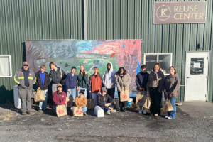   Class posing in front of New Paltz Reuse Center